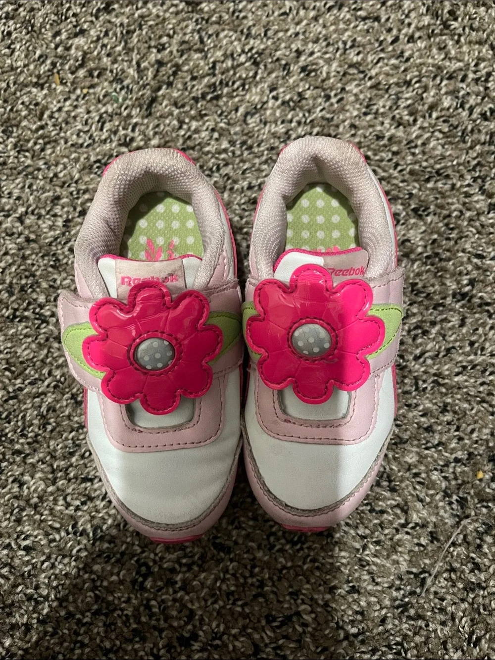 Kids Pink Flower Strap Sneakers - Reebok